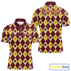Turkey Golf Shirt, Thanksgiving Argyle Golf Top, Custom Name Golf Shirt