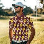 Turkey Golf Shirt, Thanksgiving Argyle Golf Top, Custom Name Golf Shirt
