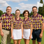 Turkey Golf Shirt, Thanksgiving Argyle Golf Top, Custom Name Golf Shirt