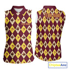 Turkey Sleeveless Golf Shirt, Thanksgiving Argyle Golf Top, Custom Name Golf Shirt