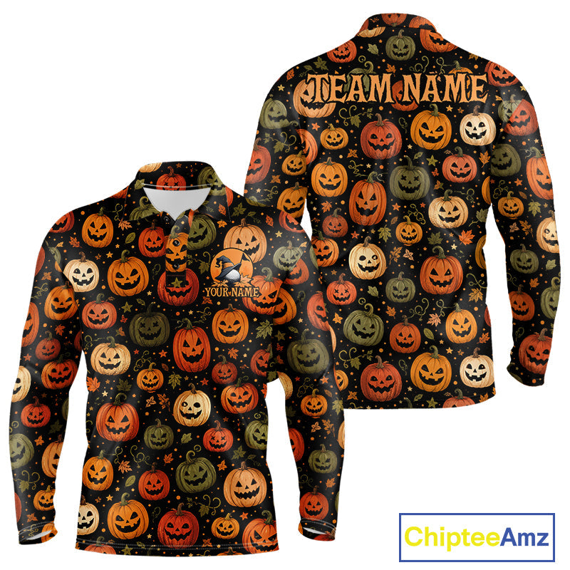Halloween Seamless With Pumpkin, Golf Polos Funny Golf Tops Golf Gifts