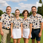 Vintage Witch Halloween Seamless Pattern Golf Polo, Spooky Cauldron Cat And Pumpkin Golf Top
