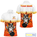 Custom Name Bulldog Bowling Polo Shirt, Funny Dog Apparel, Personalized Team Bowling Shirt