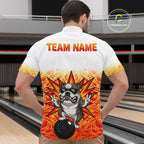 Custom Name Bulldog Bowling Polo Shirt, Funny Dog Apparel, Personalized Team Bowling Shirt