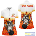 Custom Name Bulldog Bowling Polo Shirt, Funny Dog Apparel, Personalized Team Bowling Shirt