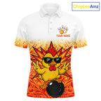 Custom Name Chicken Bowling Polo Shirt, Funny Chicken Apparel, Personalized Team Bowling Shirt