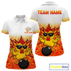 Custom Name Chicken Bowling Polo Shirt, Funny Chicken Apparel, Personalized Team Bowling Shirt