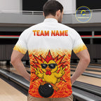 Custom Name Chicken Bowling Polo Shirt, Funny Chicken Apparel, Personalized Team Bowling Shirt