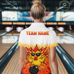 Custom Name Chicken Bowling Polo Shirt, Funny Chicken Apparel, Personalized Team Bowling Shirt