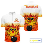 Custom Name Chicken Bowling Polo Shirt, Funny Chicken Apparel, Personalized Team Bowling Shirt