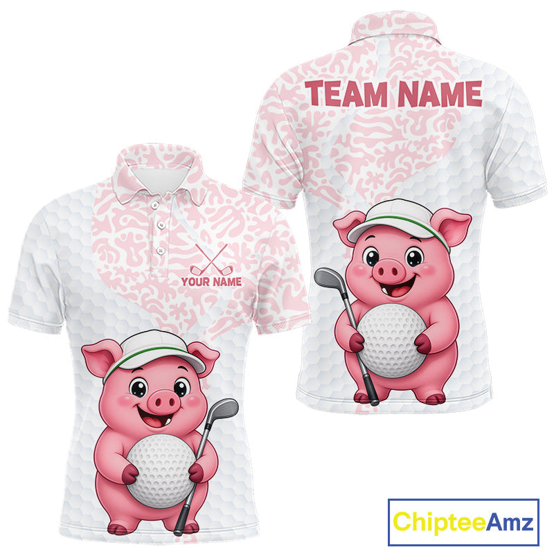 Personalized Pig Golf Shirt, Funny Golf Team Polo, Custom Name & Team Name
