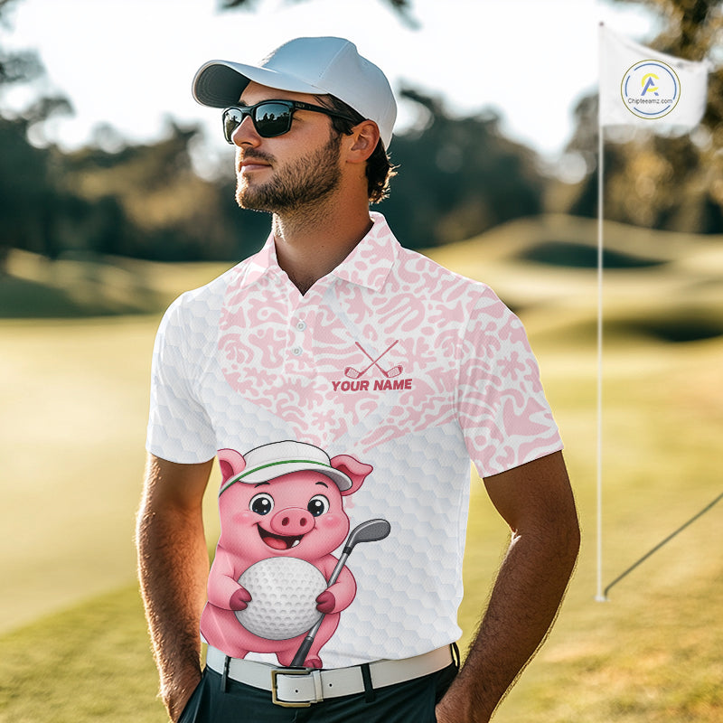 Personalized Pig Golf Shirt, Funny Golf Team Polo, Custom Name & Team Name