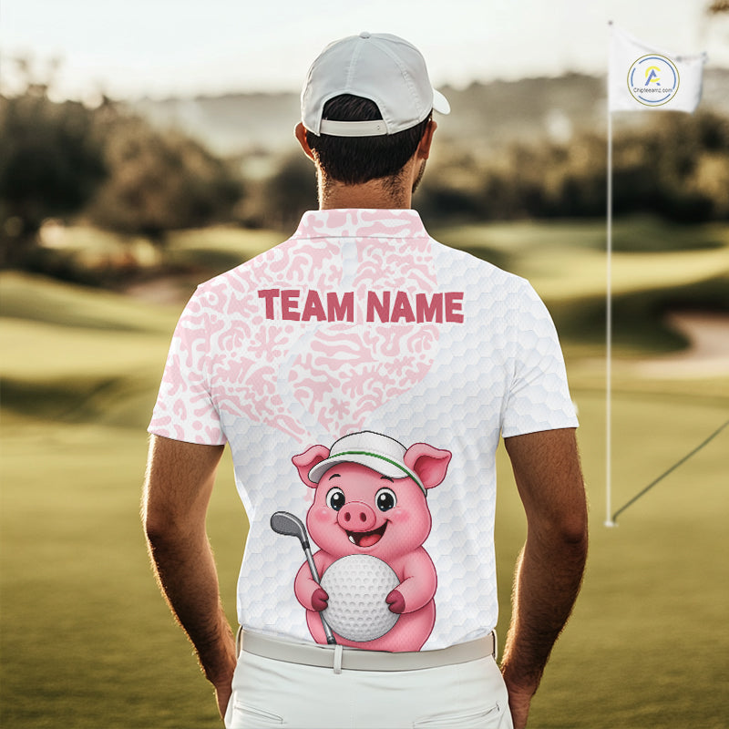 Personalized Pig Golf Shirt, Funny Golf Team Polo, Custom Name & Team Name