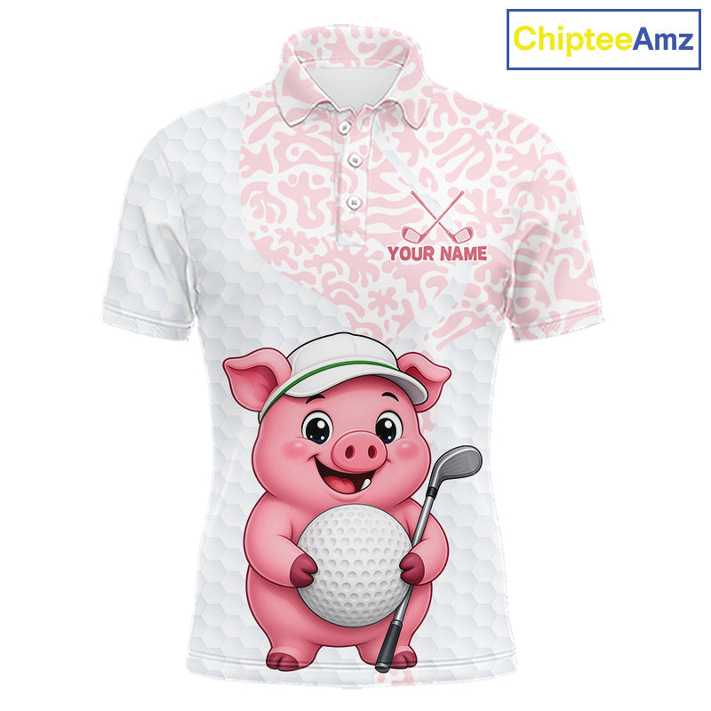 Personalized Pig Golf Shirt, Funny Golf Team Polo, Custom Name & Team Name