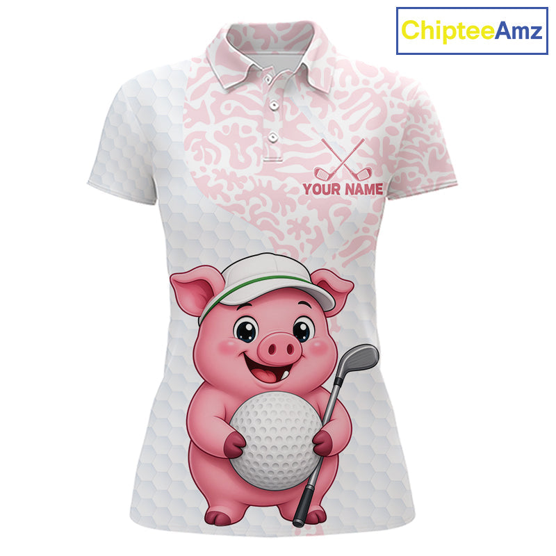 Personalized Pig Golf Shirt, Funny Golf Team Polo, Custom Name & Team Name