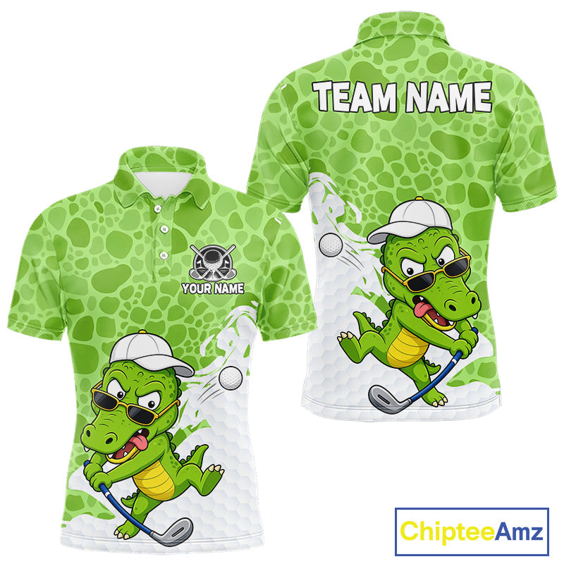 Personalized Funny Alligator Golf Polo Shirt, Custom Name & Team All Over Print Golf Shirt