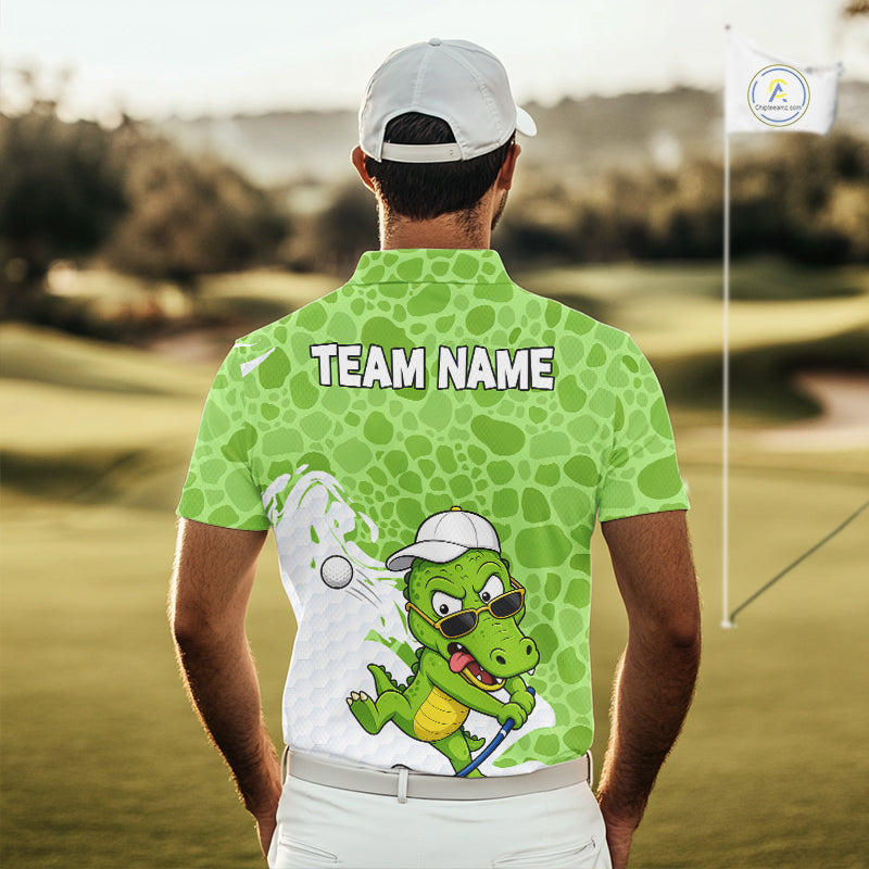 Personalized Funny Alligator Golf Polo Shirt, Custom Name & Team All Over Print Golf Shirt