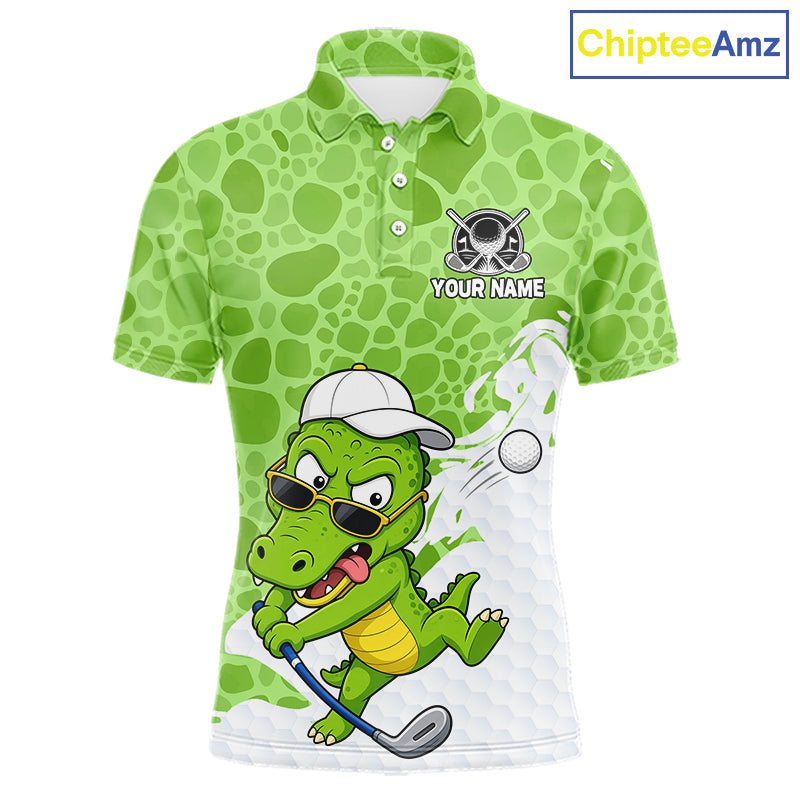 Personalized Funny Alligator Golf Polo Shirt, Custom Name & Team All Over Print Golf Shirt