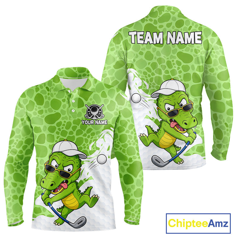 Personalized Funny Alligator Golf Polo Shirt, Custom Name & Team All Over Print Golf Shirt