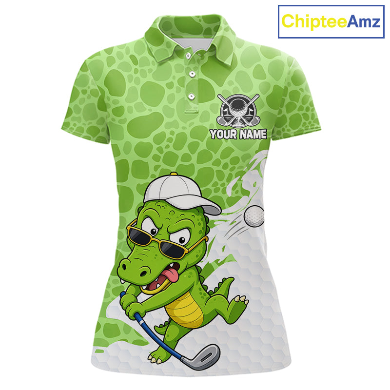 Personalized Funny Alligator Golf Polo Shirt, Custom Name & Team All Over Print Golf Shirt