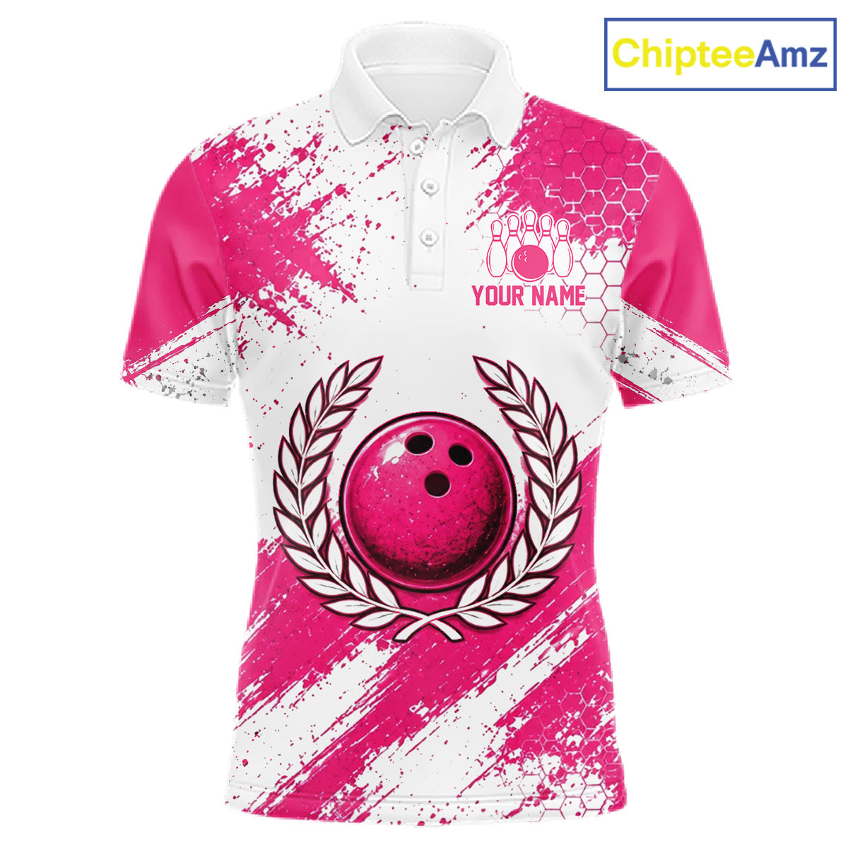 Custom Bowling Polo Shirt, Pink Breast Cancer Awareness Bowling Shirt, Personalized Team Jersey