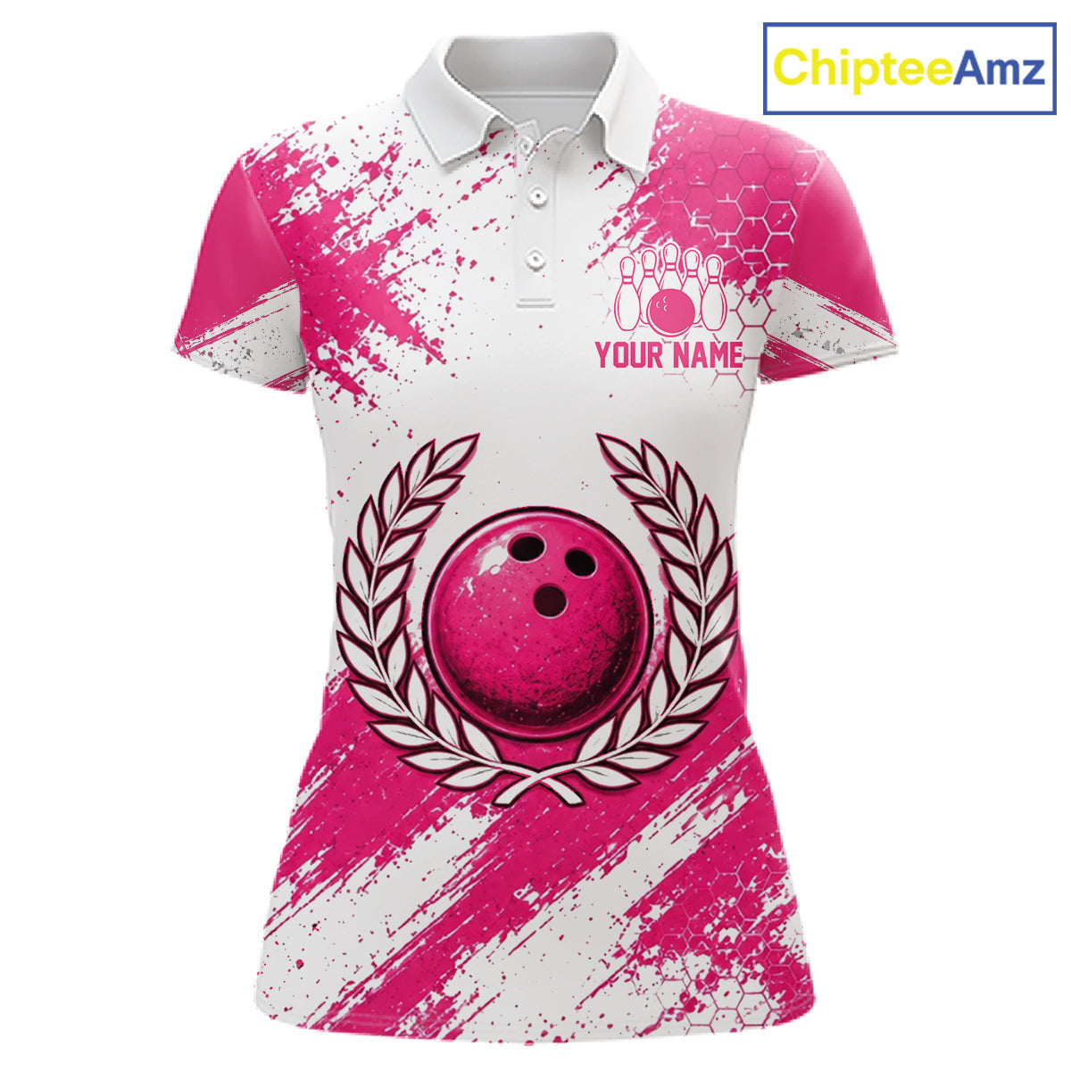 Custom Bowling Polo Shirt, Pink Breast Cancer Awareness Bowling Shirt, Personalized Team Jersey