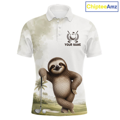 Custom Sloth Golf Polo Shirt - Funny Personalized Sloth Golf Apparel Short & Long Sleeve Polo