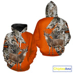 Deer Hunting Orange Camo 3D Winter Forest Full Printing Custom Name Shirts Hunting Gifts