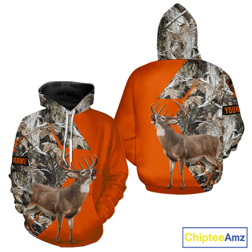 Deer Hunting Orange Camo 3D Winter Forest Full Printing Custom Name Shirts Hunting Gifts