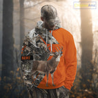 Deer Hunting Orange Camo 3D Winter Forest Full Printing Custom Name Shirts Hunting Gifts