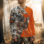 Deer Hunting Orange Camo 3D Winter Forest Full Printing Custom Name Shirts Hunting Gifts