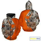 Deer Hunting Orange Camo 3D Winter Forest Full Printing Custom Name Shirts Hunting Gifts