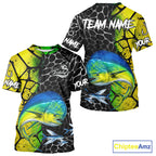 Custom Mahi Mahi Fishing T - Shirt Performance Jersey Fishing Shirt Angler Gift