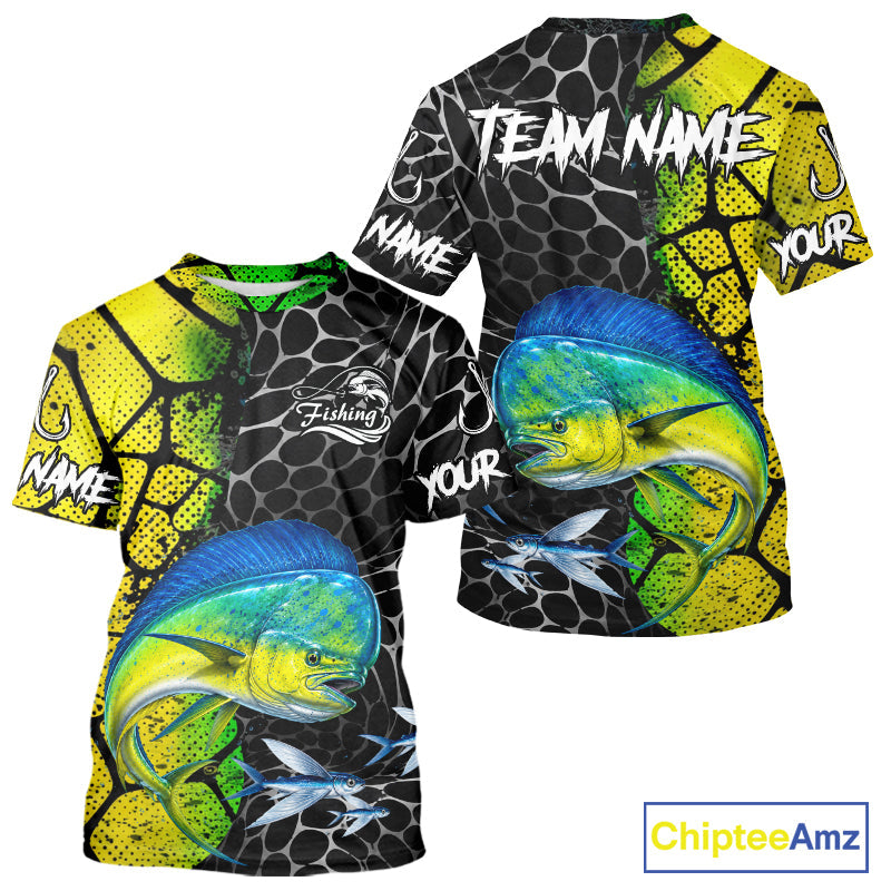Custom Mahi Mahi Fishing T - Shirt Performance Jersey Fishing Shirt Angler Gift