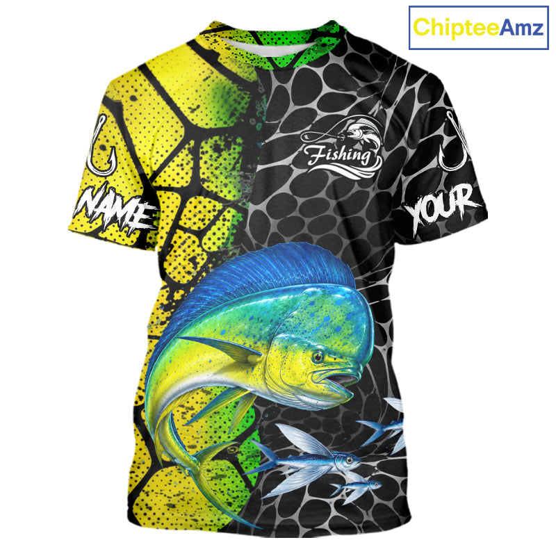 Custom Mahi Mahi Fishing T - Shirt Performance Jersey Fishing Shirt Angler Gift