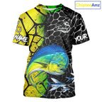 Custom Mahi Mahi Fishing T - Shirt Performance Jersey Fishing Shirt Angler Gift
