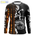's Carp Fishing Shirts Long Sleeve Performance Shirt, Custom Forest Orange Camo Shirt