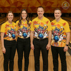 Yellow Tropical Raccoon Bowling Player Polo Shirt Custom Beer Drinking Sports Club Match Jersey