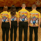 Yellow Tropical Raccoon Bowling Player Polo Shirt Custom Beer Drinking Sports Club Match Jersey