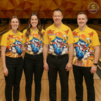 Yellow Tropical Shark Bowling Player Polo Shirt Custom Beer Drinking Sports Club Match Jersey