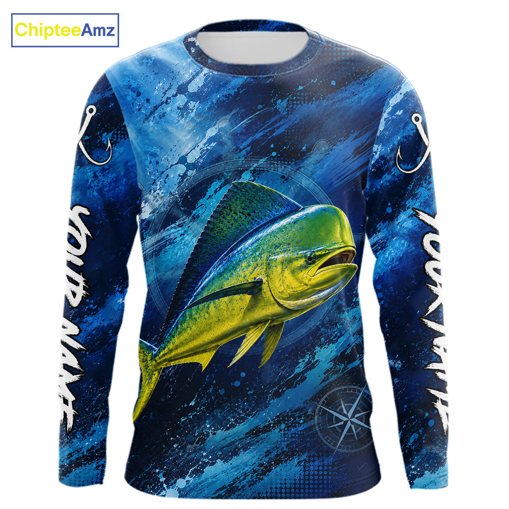 Custom Mahi Mahi Fishing Jersey, Personalized Long Sleeve Performance Fishing Shirt