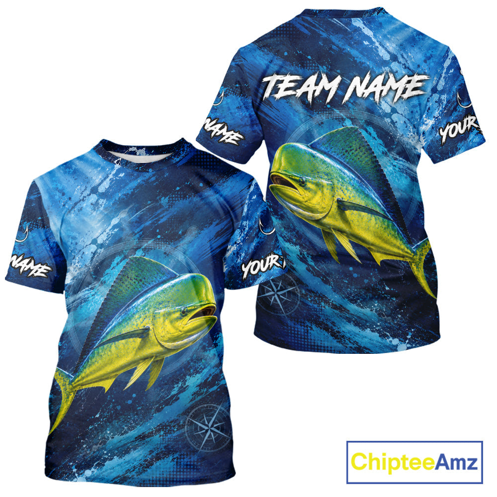 Custom Mahi Mahi Fishing Jersey, Personalized Short Sleeve Performance Fishing Shirt