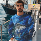 Custom Striped Bass Fishing Jersey, Personalized Long Sleeve Performance Fishing Shirt