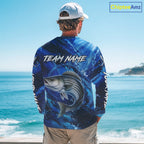 Custom Striped Bass Fishing Jersey, Personalized Long Sleeve Performance Fishing Shirt