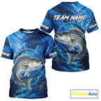 Custom Striped Bass Fishing Jersey, Personalized Short Sleeve Performance Fishing Shirt