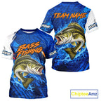 Largemouth Bass Fishing Blue Camo Performance Fishing T-Shirt Custom Bass Fishing Jerseys