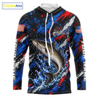 Catfish Fishing Shirt Custom US Flag Splash Water Long Sleeve Hooded Apparel