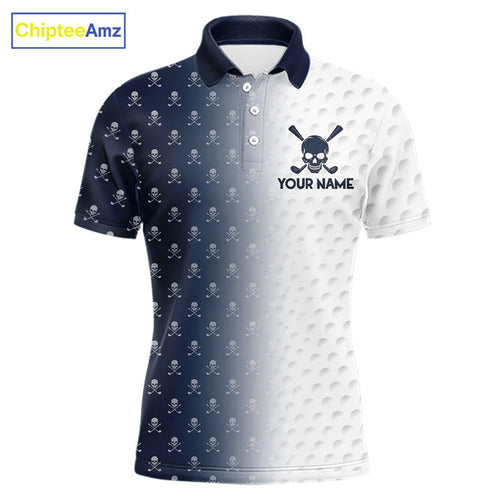 Personalized Skull Golf Polo Shirt Custom Team Name Golf Ball Pattern Polo