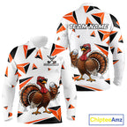 Custom Turkey Orange Black Geometric Golf Polo Shirt, Funny Thanksgiving Golf Team Shirt