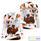 Custom Turkey Orange Black Geometric Golf Polo Shirt, Funny Thanksgiving Golf Team Shirt